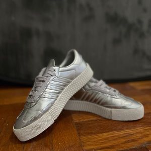 Worn only once! Adidas silver fashion sneakers.